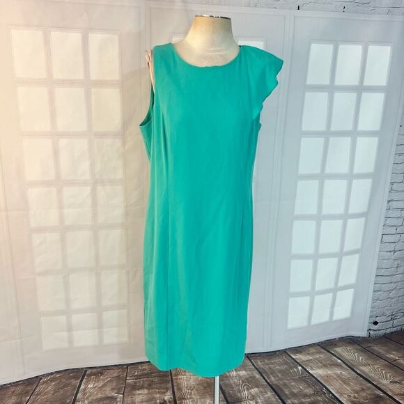 Ann Taylor Dresses & Skirts - 🔥🔥5 for $25🔥🔥 Ann Taylor blue green summer one flutter shoulder sheath dress
